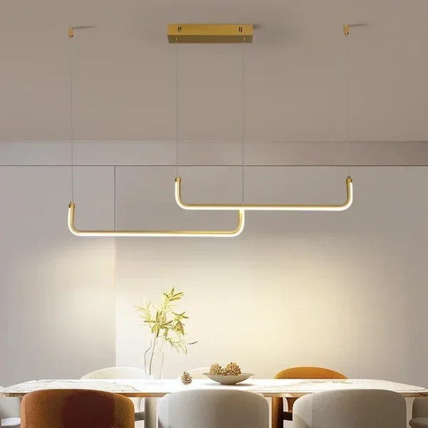 Minimalist LED Pendant Light for Dining Area Elegant Golden Finish Adjustable Suspension Ideal for Modern Home Decor - Image 2