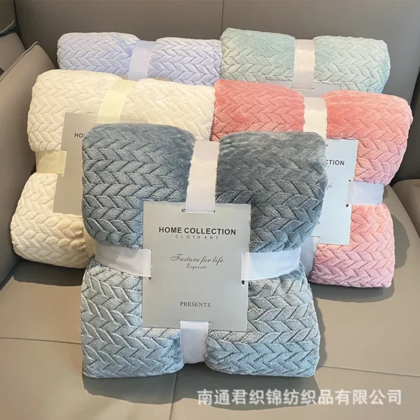 Coral fleece blanket wheat ear pattern blanket air conditioning blanket thick nap blanket single double fleece bed sheet - Image 4