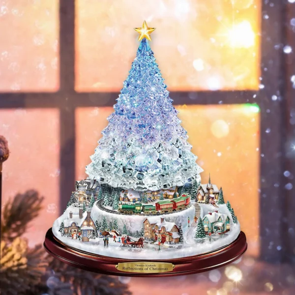 Christmas Tree Rotating Sculpture Train Decorations Paste Window Paste Stickers - Image 4