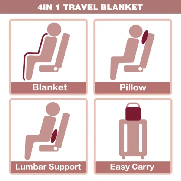 4 in 1 Throw Pillow Blanket Flannel Zipper Folding Travel Blanket Pillow Blanket For Car Office Blanket for Living Room 1pc - Image 6