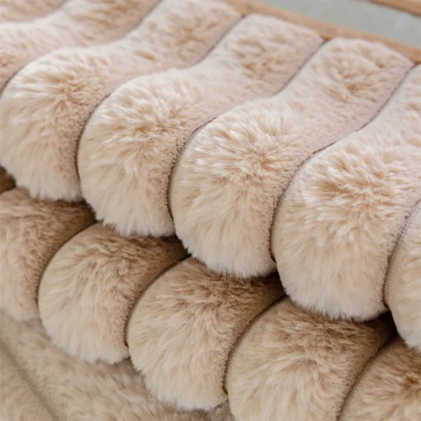 Stripe Thicken Immitation Rabbit Fur Plush Sofa Cover Non-Slip Couch Cushion Slipcover Towel for Living Room Sofa Blanket - Image 5