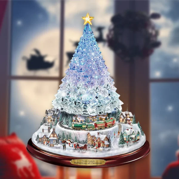 Christmas Tree Rotating Sculpture Train Decorations Paste Window Paste Stickers - Image 5