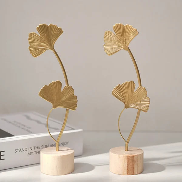 Nordic Gold Ginkgo Leaf Crafts Leaves Sculpture Luxury Living Room Decor Home Decoration Accessories Office Desktop Ornaments - Image 5