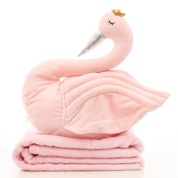 Baby Pillow Swan Pillow And Blanket Two In One Stuffed Toy Infant Plush Blanket Children's Room Decoration Kids Swan Bolster - Image 2