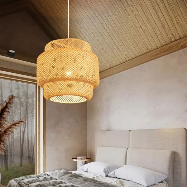 Hand Knitted Chinese Style Weaving Hanging Lamps 18/19/30cm Bamboo Pendant Lamp Restaurant Home Decor Lighting Fixtures - Image 2