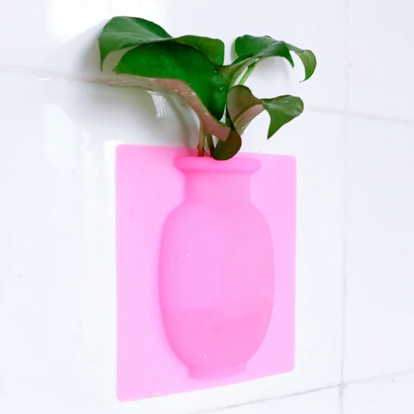 For Home Offices Wall Decorations Home Decor Flower Vase Wall-Mounted Silicone Sticky Vase - Image 5