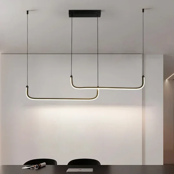 Minimalist LED Pendant Light for Dining Area Elegant Golden Finish Adjustable Suspension Ideal for Modern Home Decor - Image 6