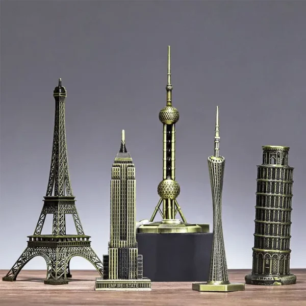 Creative Iron Art Landmark Building Tower Model Ornaments for Home Living Room Entrance Table Decoration Metal Crafts Ornaments