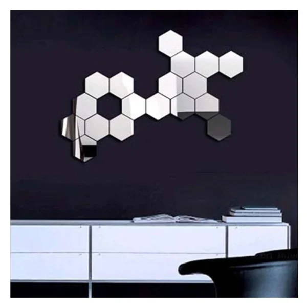 12pcs 3D Hexagon Decorative Mirrors DIY Removable Living-Room Wall Sticker High-adhesive Art Ornaments For Home Wall Decoration - Image 2