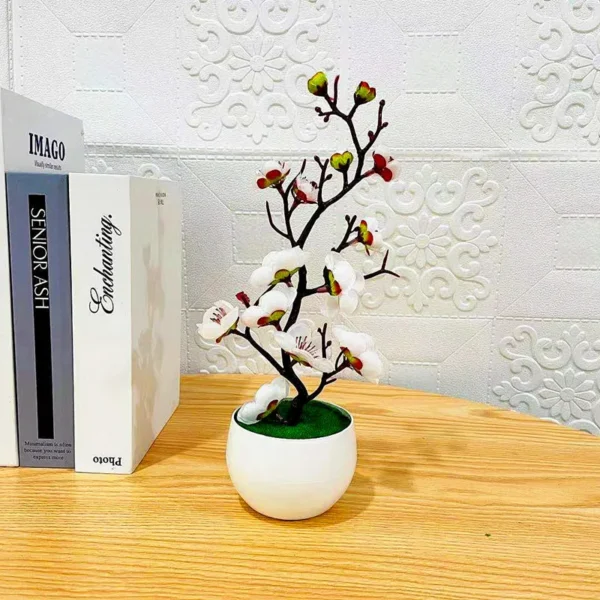 1pc Chinese Style Simulation Wintersweet With Flower Pot, Suitable For Living Room, Cabinet, Table Decoration - Image 5