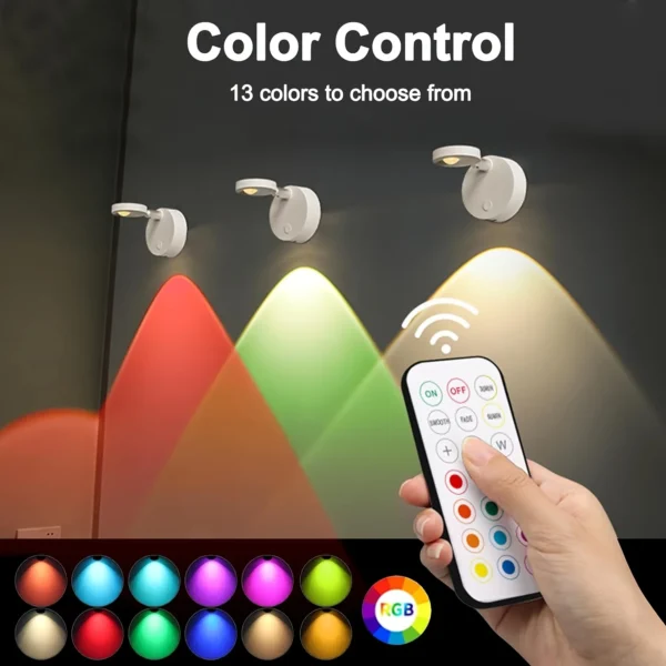 Cordless RGB cat's eye remote control LED wall lamp, dimmable atmosphere lamp and night light more home lighting staircase wall