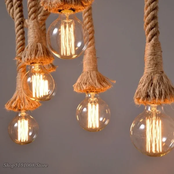 Hemp Rope Pendant Lights Vintage Retro Loft Industrial Hanging Lamp for Living Room Kitchen Home Light Fixtures Decor Luminaire - Image 2