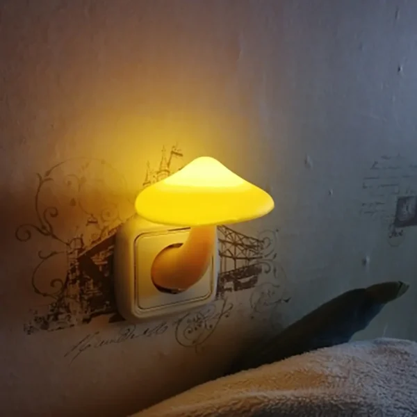 Bedroom Led Night Light Mushroom Wall Socket Lamp Eu Us Plug Warm White Light-control Sensor Bedroom Light Home Decoration - Image 3