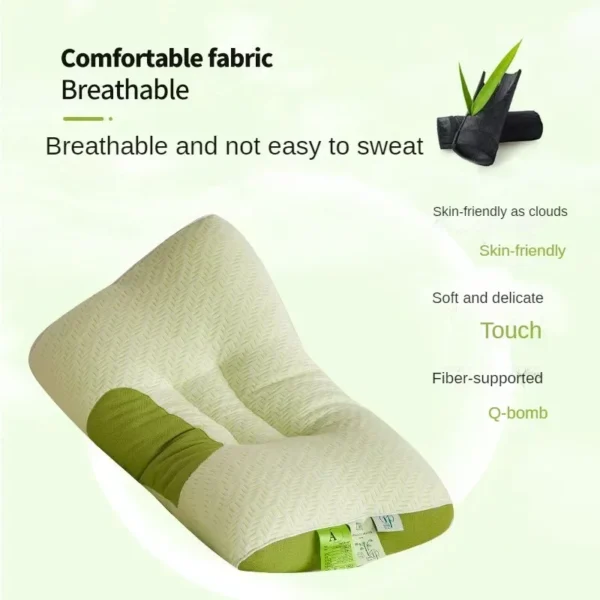 New 3D Bamboo Carbon Fiber Antibacterial Sleep Pillow Neck Pillow to Help Adult Students Sleep Suitable for Home Pillow Core - Image 4