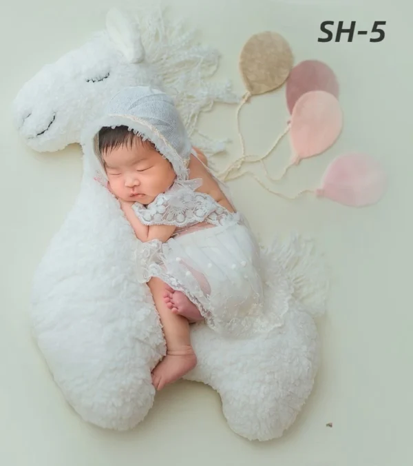 Newborn Photography Props Mat Posing Pillow Cushion Blanket Backdrops Photo Studio Photography Mat Cute Horse Plush Doll - Image 4